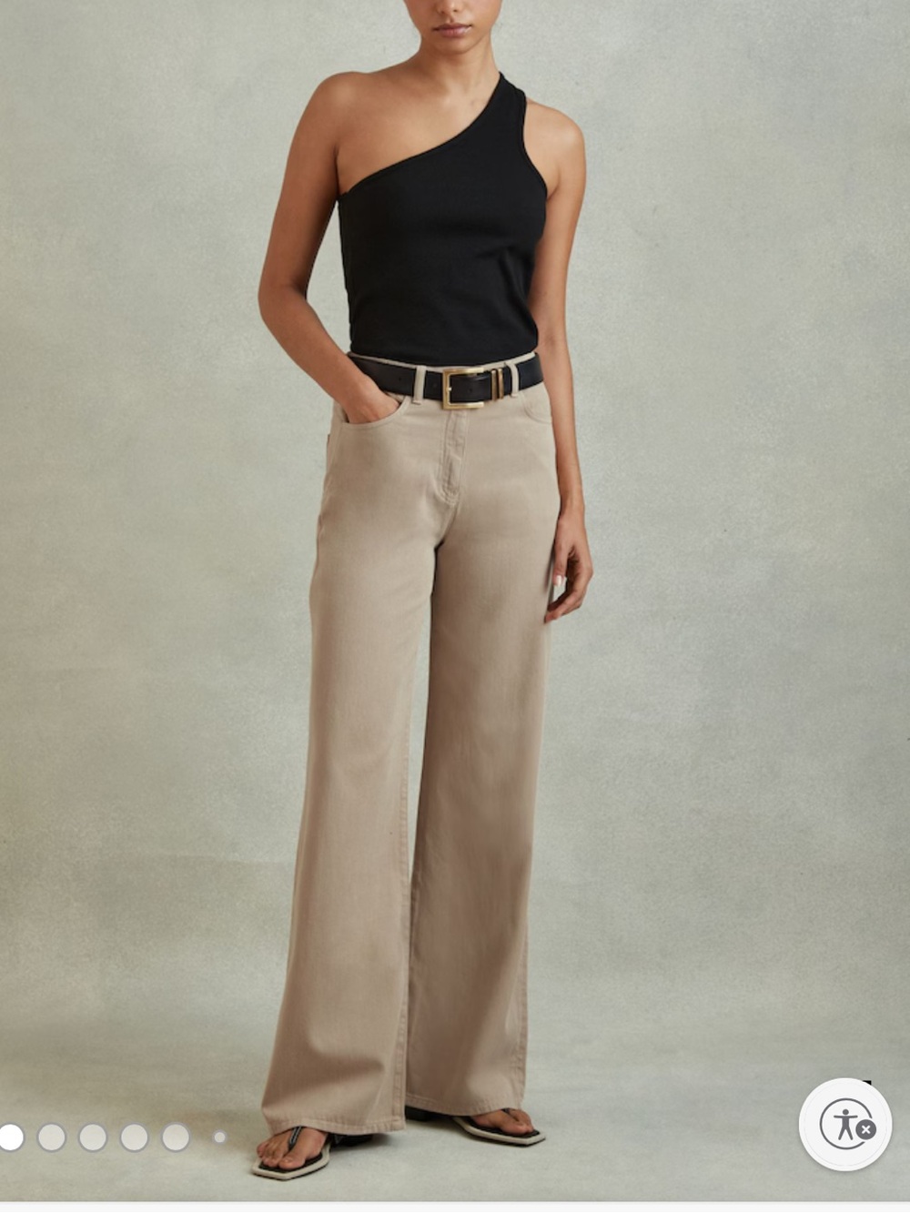 Reiss Colorado Wide Leg Flare Jeans Trousers Size 6 Light Camel